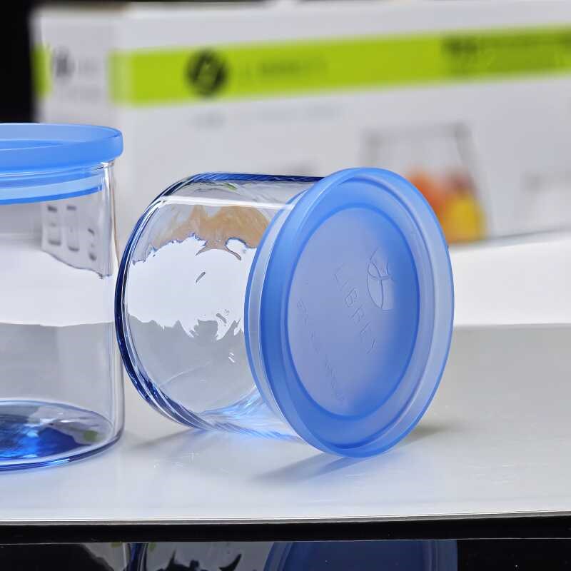 利比无铅蓝色玻璃可m叠多用途茶叶罐密封罐干果罐杂粮瓶防潮储物