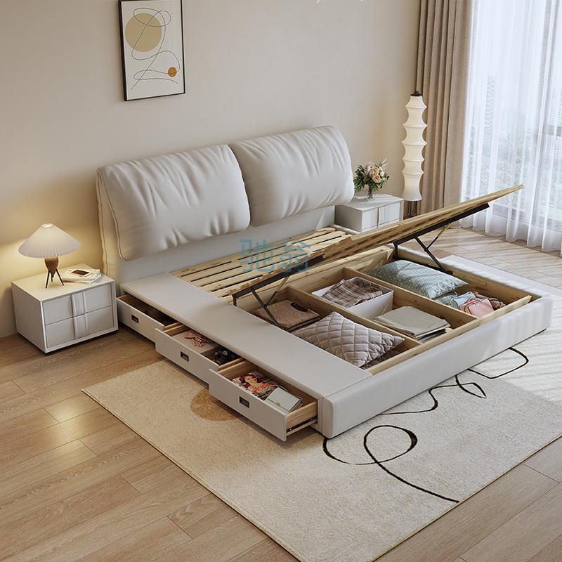 fLE大象耳朵双人1.8x2米奶油风主卧大床1.5米双人气压储物