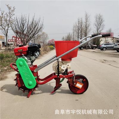 手推式小麦地施肥机汽油款播种施肥一体机小型独轮玉米地追肥