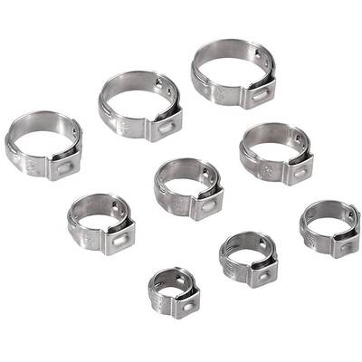 跨境180PCS盒装不锈钢卡箍5.8-21单耳软管夹美式喉箍带抱箍钳子