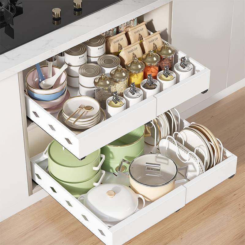 轻奢家用免钉拉篮橱柜餐具碗碟架抽屉式收纳盒厨房多功能置物架,厨房/烹饪用具,抹布架/厨房清洁收纳架,淘宝优惠券,粉丝福利购,淘宝优惠卷