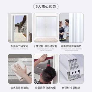 洗车房折叠门PVC免打孔临时通气开放式厨房门手动推拉门卫生间门