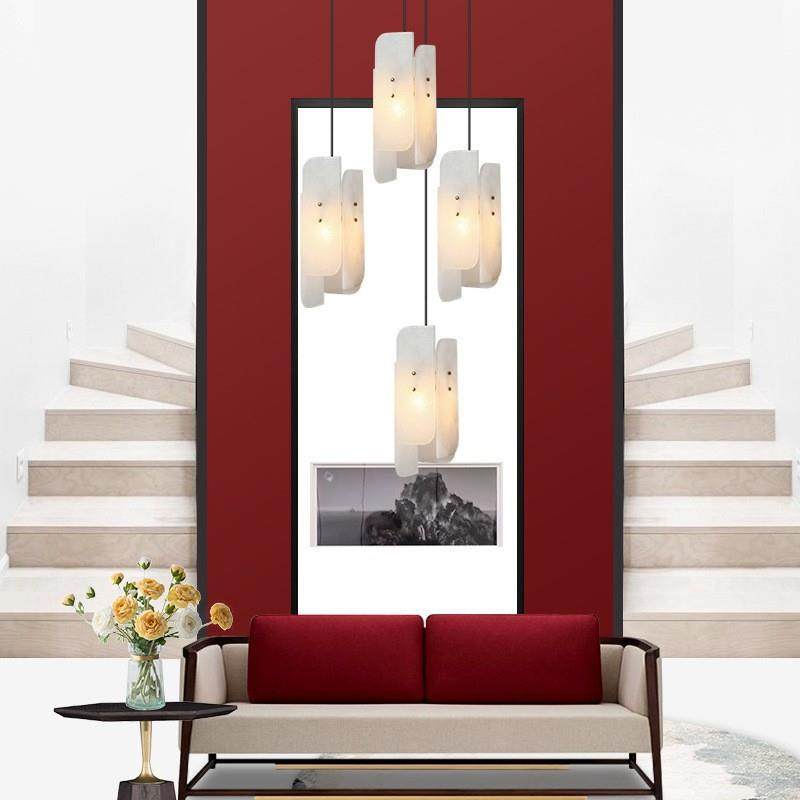 现代新中式轻奢创意设计师别墅复式楼楼梯餐厅卧室床头云石小吊灯,家装灯饰光源,智能吊灯,淘宝优惠券,粉丝福利购,淘宝优惠卷