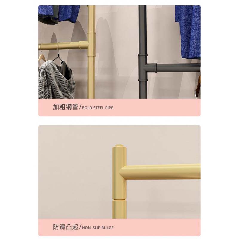 衣架落地上下双层两层卧室小省空间贴墙开放式挂衣架网红小型窄