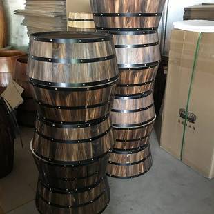 橡木桶盖酒桶半桶实木啤红酒桶截断桶底改装酒吧酒庄装饰酒桶道具