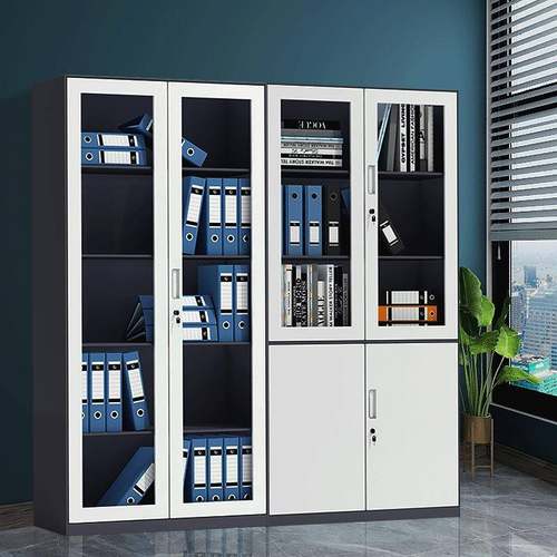 加厚拆装文件柜办公财务铁皮柜带抽屉玻璃门锁资料档案收纳柜矮柜