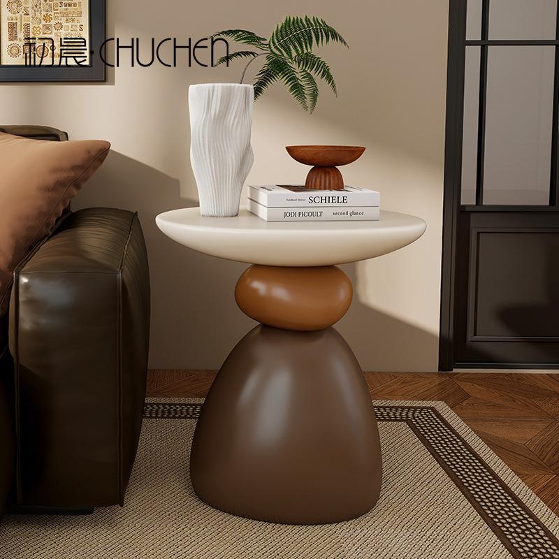 石来运转边几创意中古设计感茶几沙发旁边落地摆件客厅装饰品