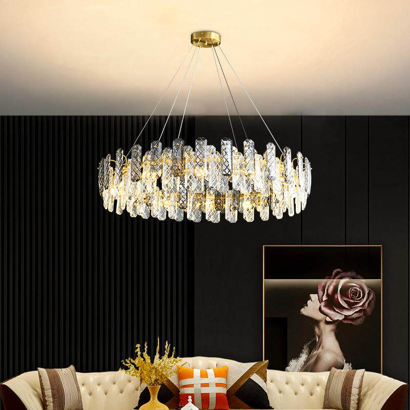 轻奢客厅灯全铜水晶吊灯后现代简约大气高档港式风格卧室餐厅灯具