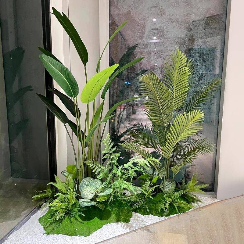 仿真绿植橱窗装饰室内景观楼梯下仿生假热带植物玄关装饰造景组合