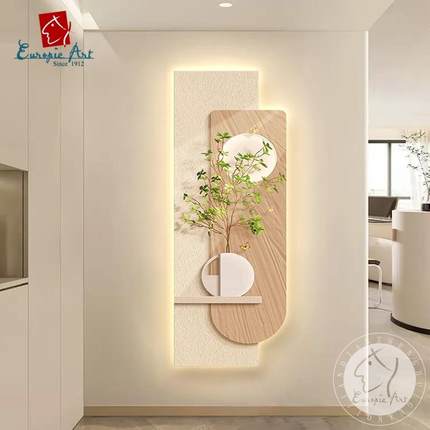 小清新玄关装饰画2025新款LED灯壁画高档大气客厅走廊过道挂画