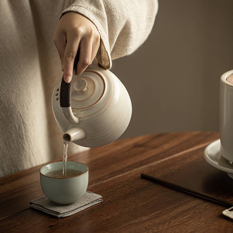 围炉煮茶 苏打釉明火炭烧酒精耐高温提梁侧把烧水泡茶壶取暖 碳炉