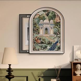 遮挡强弱电箱盖面板电闸盒挂画 饰画2025年新款 中古风法式 电表箱装