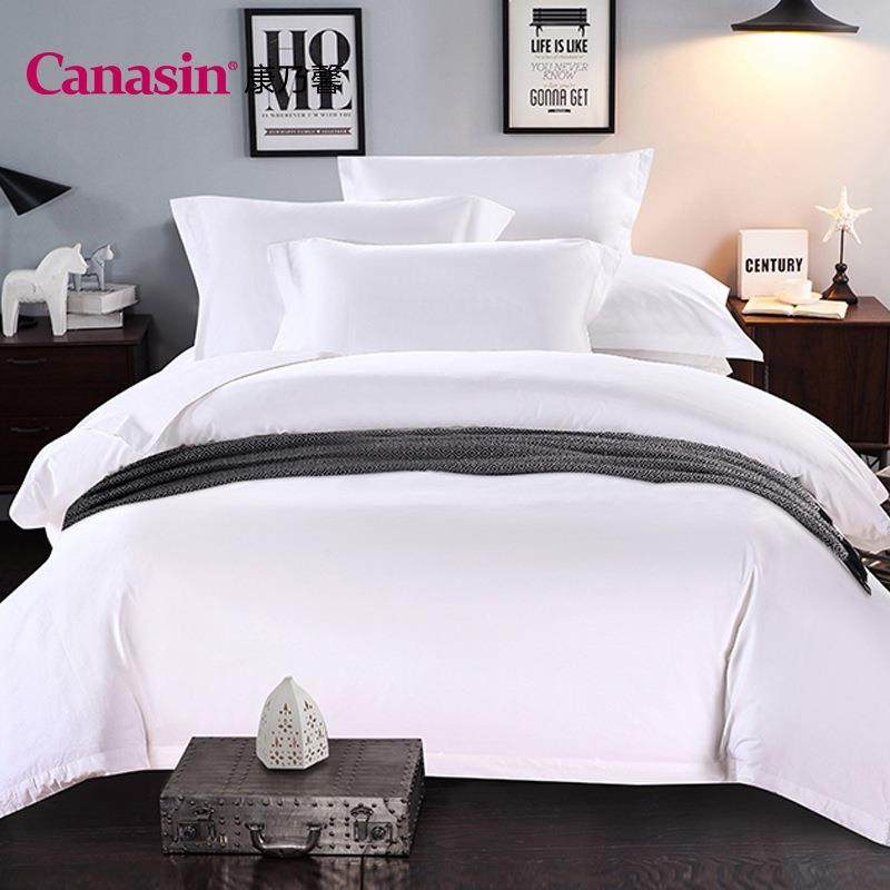 酒店布草80支贡缎纯棉民宿宾馆被套床单枕套酒店四件套