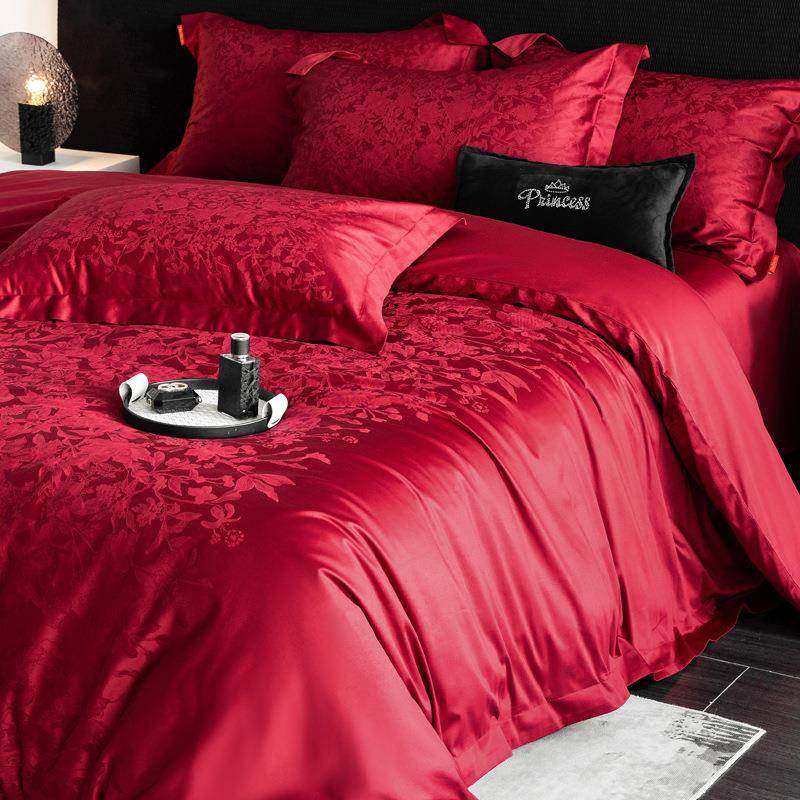 A类100支轻奢复古长绒棉婚庆四件套结婚红色高档纯棉婚房床上用品,床上用品,婚庆床品套件,淘宝优惠券,粉丝福利购,淘宝优惠卷