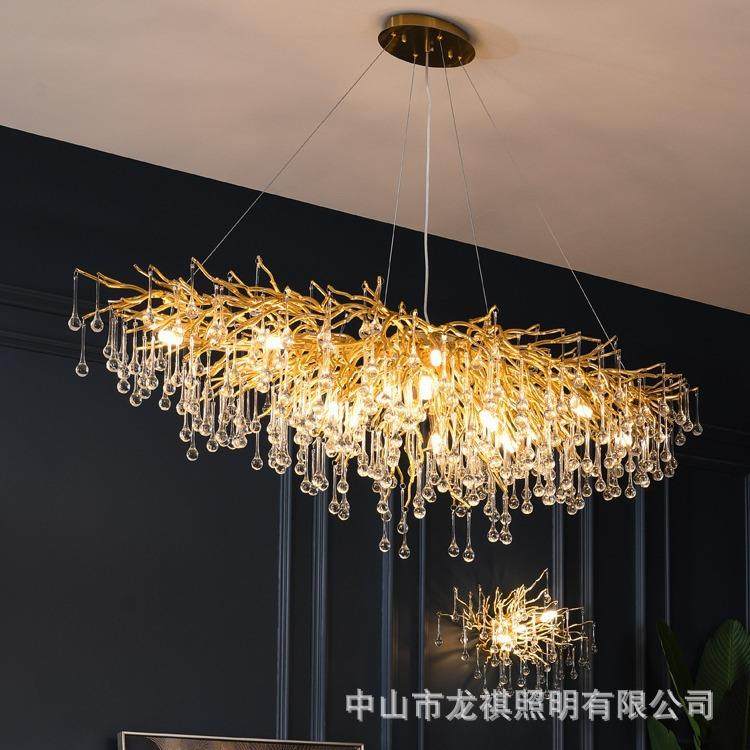 后现代轻奢法式水晶灯简约餐厅创意客厅灯奢华树枝水滴水晶吊灯,家装灯饰光源,智能吊灯,淘宝优惠券,粉丝福利购,淘宝优惠卷