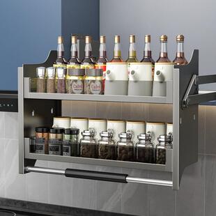 厨房吊柜升降拉篮上柜橱柜上下缓冲下拉式调料调味篮橱柜置物架