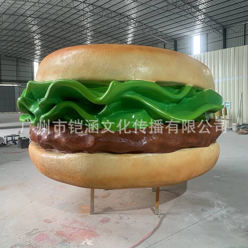 超大汉堡模型玻璃钢雕塑落地摆件网红店门头立体卡通玩偶仿真面包