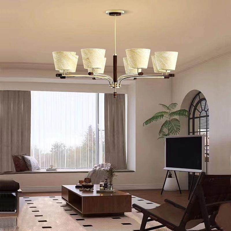 全铜新中式中古风实木吊灯法式客厅餐厅吊灯复古卧室书房轻具,家装灯饰光源,智能吊灯,淘宝优惠券,粉丝福利购,淘宝优惠卷