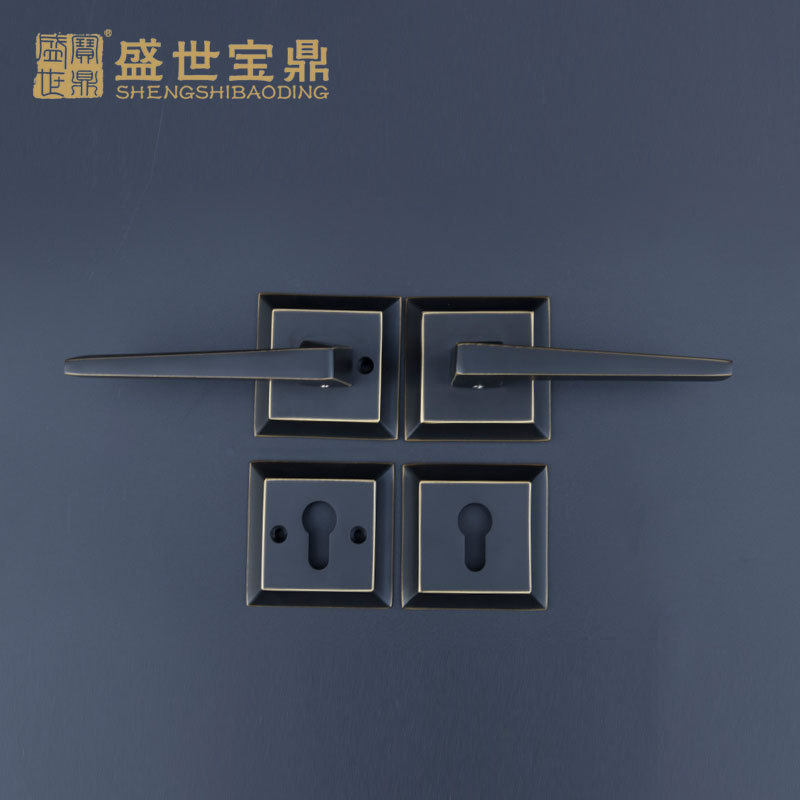 源头厂家门锁实木房间门锁FT03-G27黑青古室内房门执手锁铜锁门锁