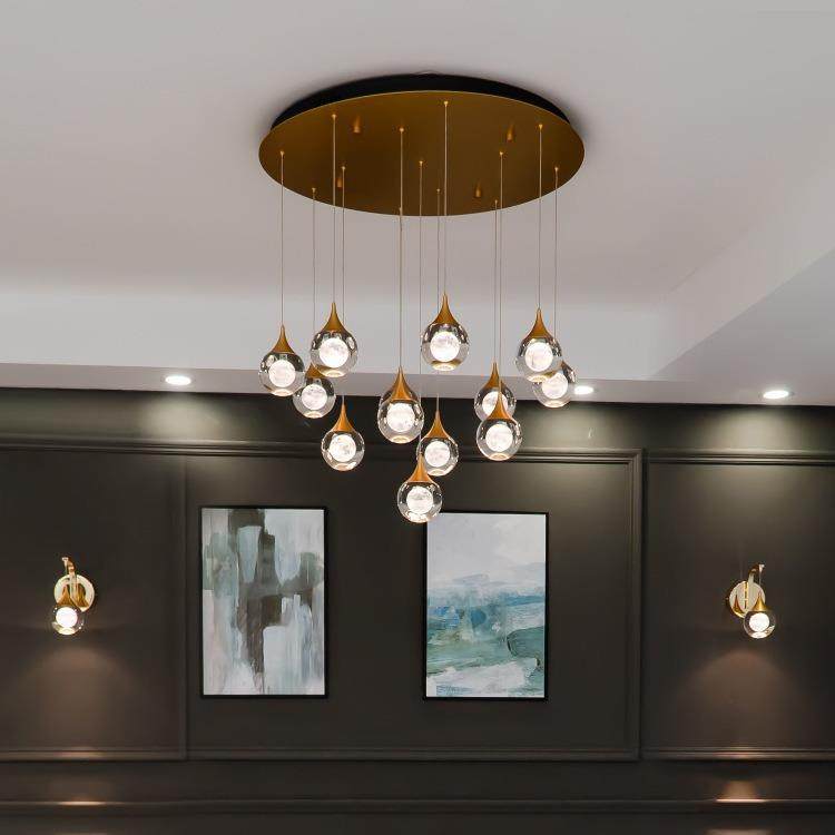 轻奢水晶灯客厅卧室吧台餐厅灯后现代中空复式别墅楼梯灯月球灯,家装灯饰光源,智能吊灯,淘宝优惠券,粉丝福利购,淘宝优惠卷