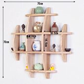 饰 墙上挂墙博古架茶杯实木茶具架圆形背景客厅装 多宝阁中式 壁挂式