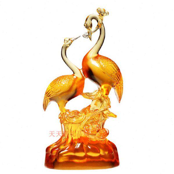 琉璃仙鹤摆件祝寿中老年人长辈领导生日礼物新家客厅玄关装饰品