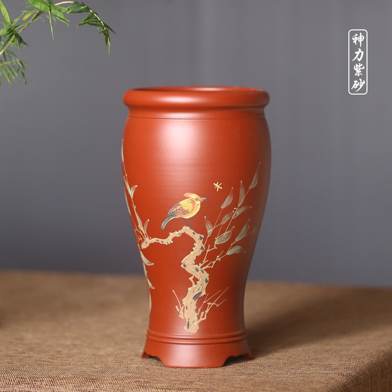 宜兴紫砂陶瓷兰花花盆古典精品手工桌面地面阳台创意紫砂兰花盆