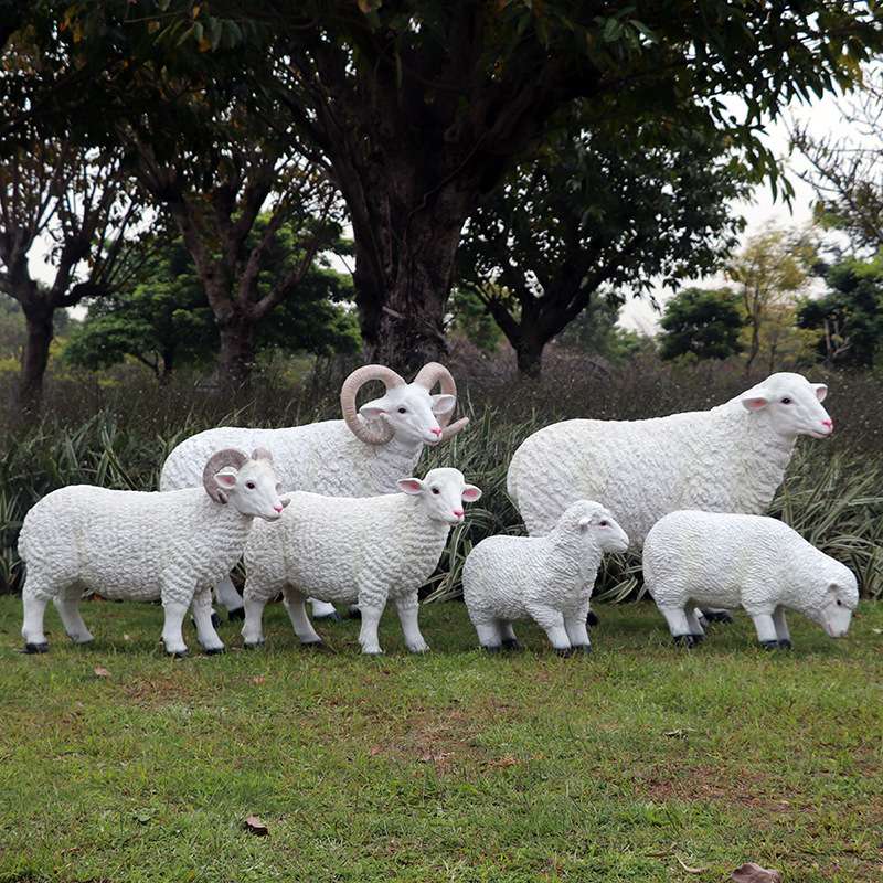 羊模型仿真山羊绵羊玻璃钢雕塑户外农场花园庭院草坪动物装饰摆件