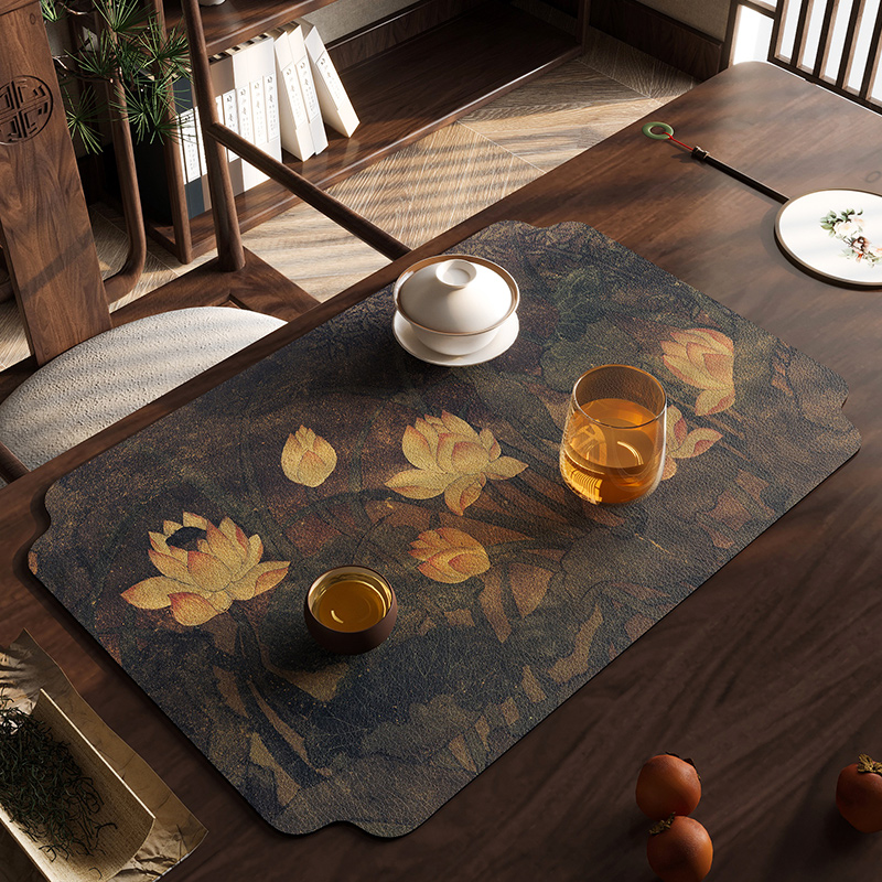 新中式禅意茶席h茶垫硅藻泥吸水垫茶桌茶几隔热垫茶具沥水垫可定