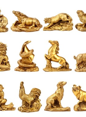 铜十二生肖摆件全套铜p鼠牛虎属兔龙蛇马羊猴鸡狗猪摆件工艺品摆