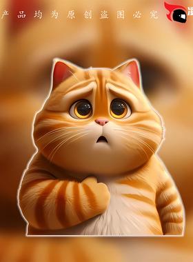 可爱卡通橘猫汽车贴纸水杯机箱笔记本装饰汽车电动车车身贴画P124