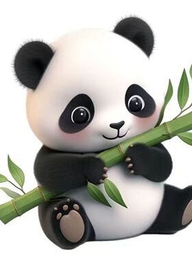 熊猫抱竹子的熊猫卡通贴纸汽车电瓶车划痕贴纸冰箱马桶防水P155