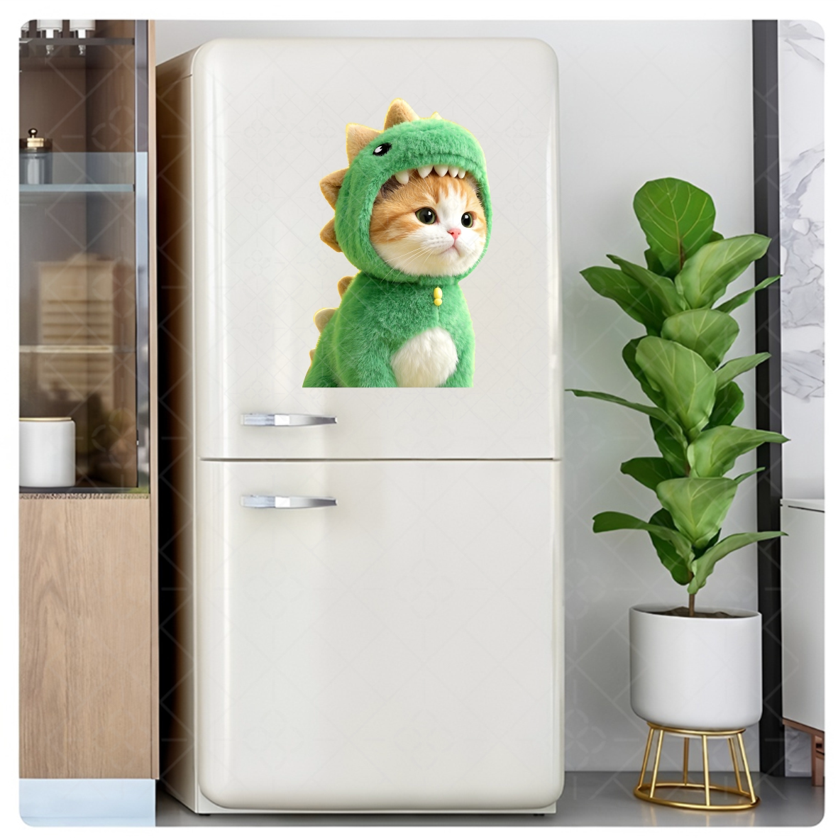 超萌小猫咪恐龙冰箱橱柜门窗客厅房间装饰美化自粘贴纸出租屋遮丑
