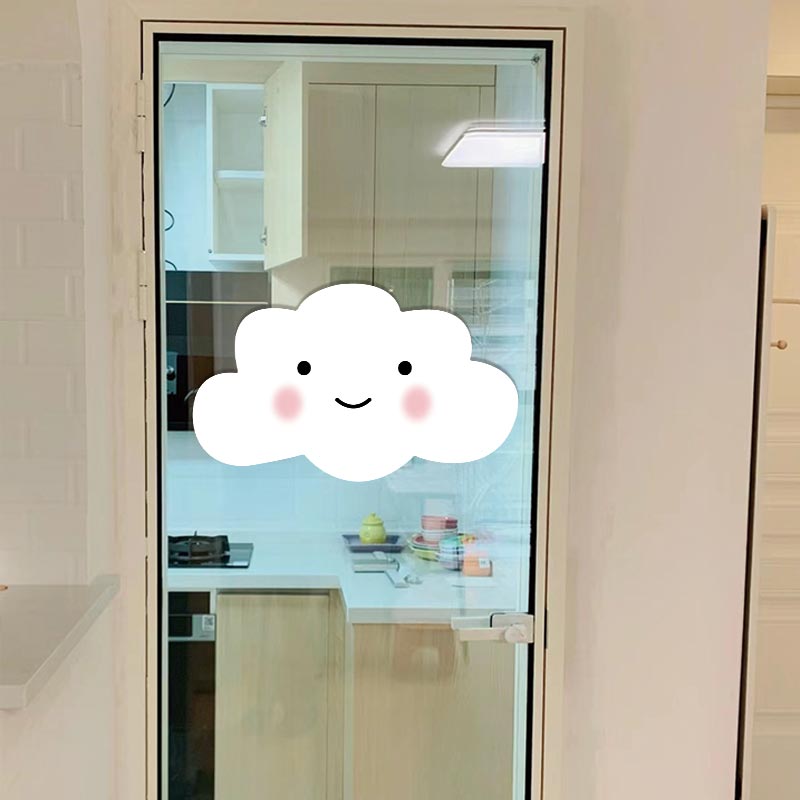 微笑云朵ins北欧墙贴纸防水橱窗玻璃门墙面补洞遮脏装饰贴画P357图片