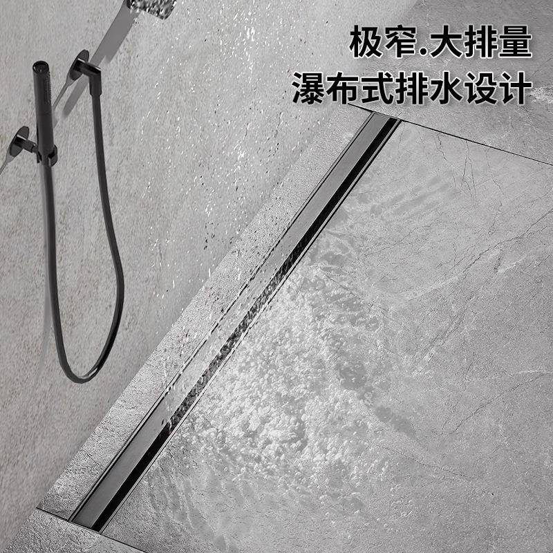 304不锈生钢长条线漏防型地漏卫间臭防虫极-05窄长地浴室多孔两用