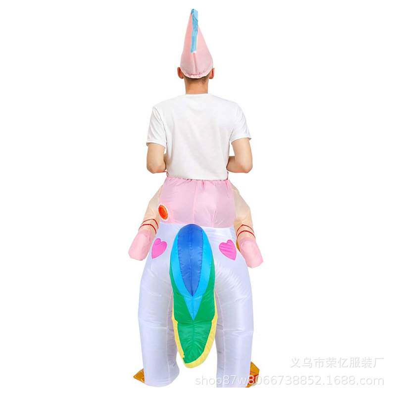 骑行七彩独角兽充气服天马派对亲子活动卡通人偶流星独角兽充气服