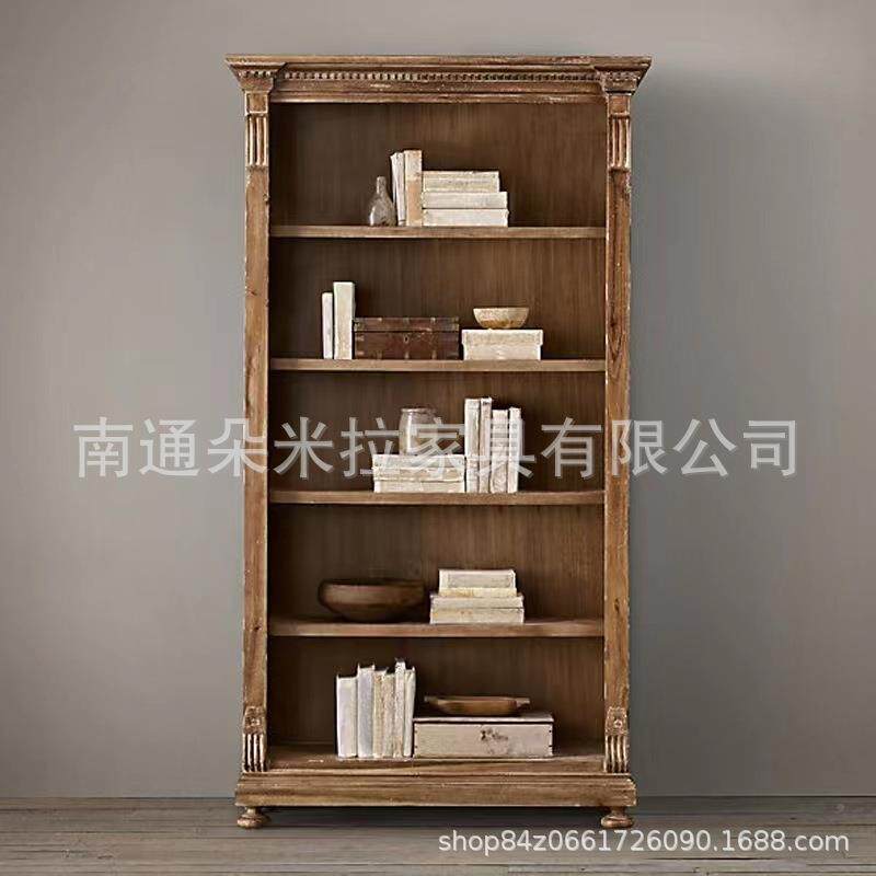 法层式古轻复雕花敞开展234657示柜奢美式乡村做旧多大容量实木书架