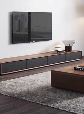 实木电视柜客落中式小35859户型简约超薄极地色窄新款胡桃厅极简