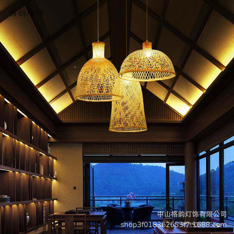 现代新室中式茶吊灯客复厅灯餐代吊灯现创意三头174吧台式楼梯间