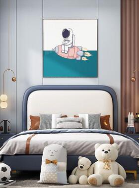 儿童床人1.TJZ2米皮床实木单女孩床少年卡孩通青小储物单人床气压