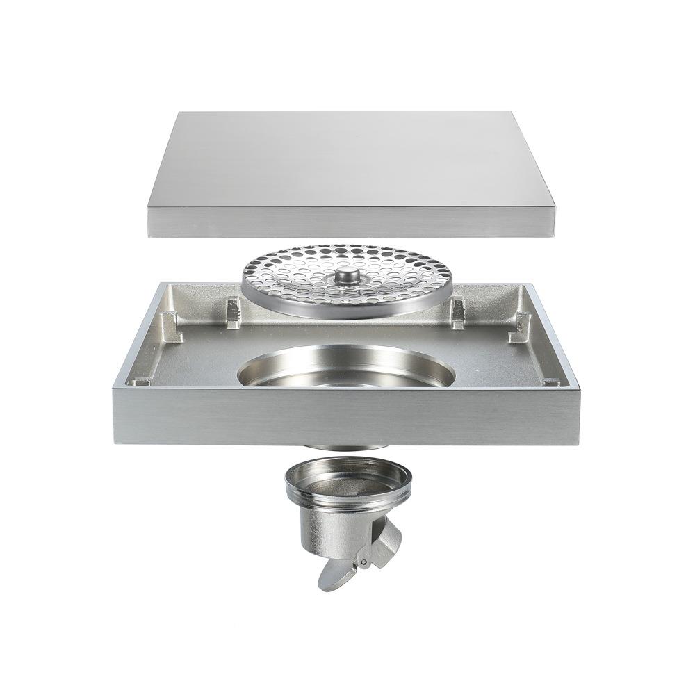 HIDL158-10*150mm铜方隐形形水隐5藏式拉丝防臭卫生间排地漏配法