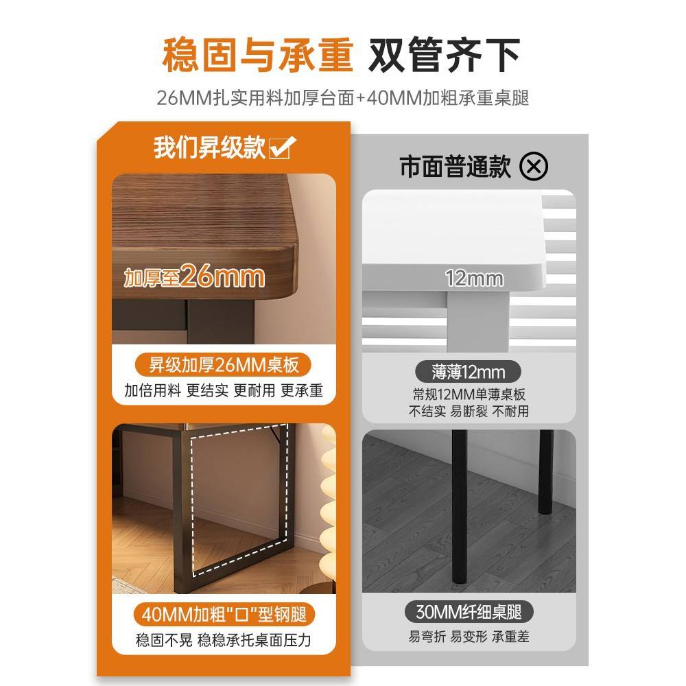转角书桌书架一体桌子学生学习桌卧室家用写字桌中古风L型电脑桌