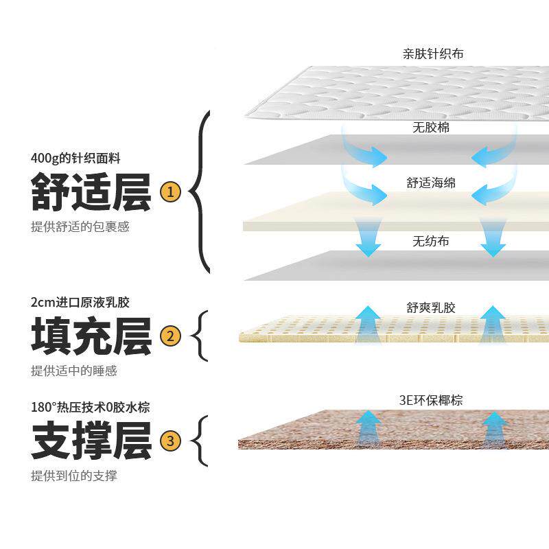 榻榻米床PKW棕硬护脊天然乳胶1.垫5米棕榈家用床儿童席梦思垫椰棕