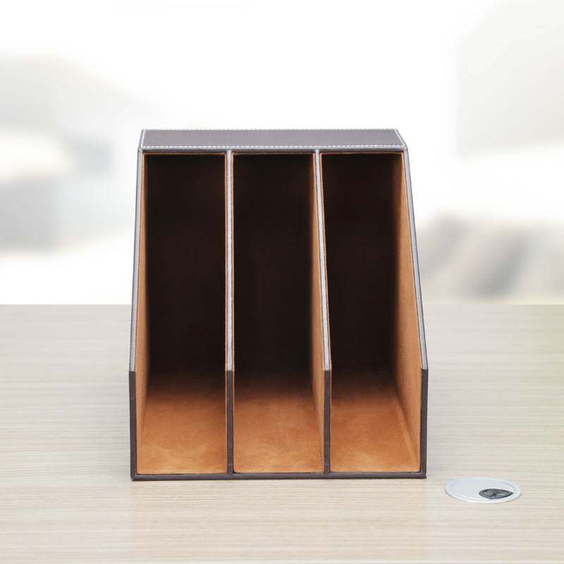 厂家直销商务办公用品皮革三联文件架A4资料收纳架文件框筐座储物