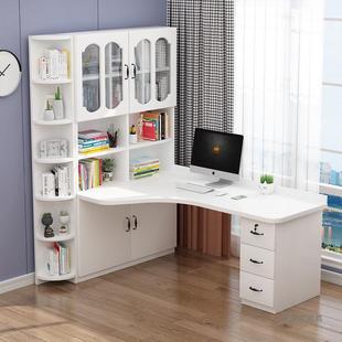 实木转角书桌书架学组合台式 电脑书桌柜一室体卧现656代简约生学