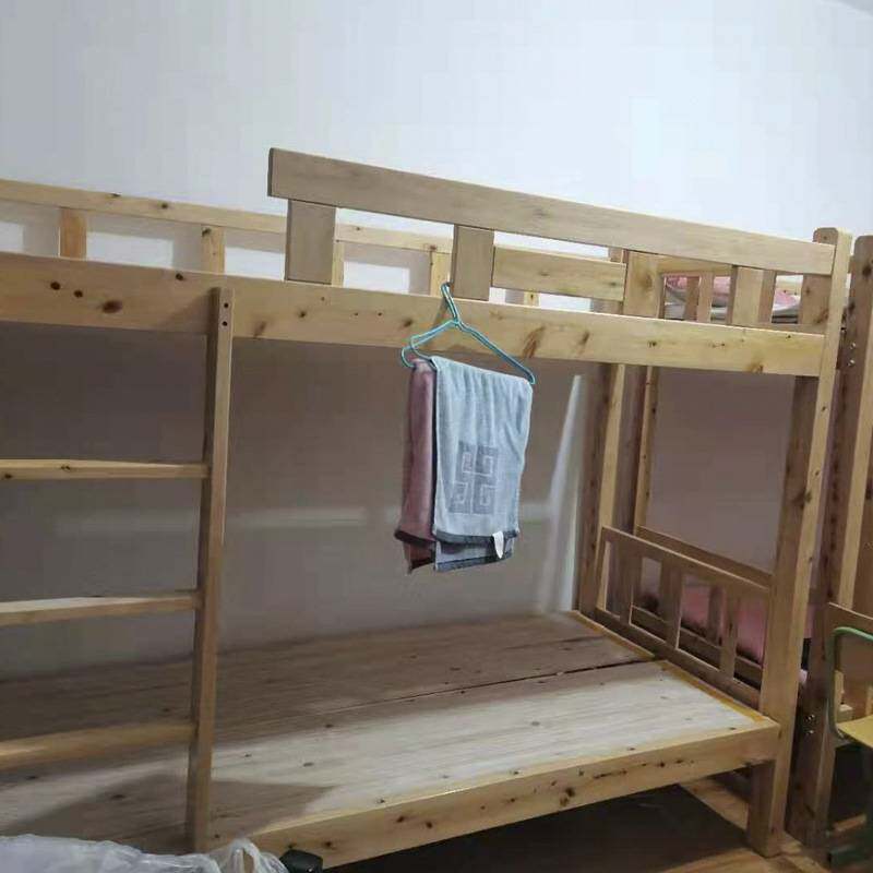 简约实木成人上下铺双层床学生高低木床员工宿舍上下铺柏木字母床