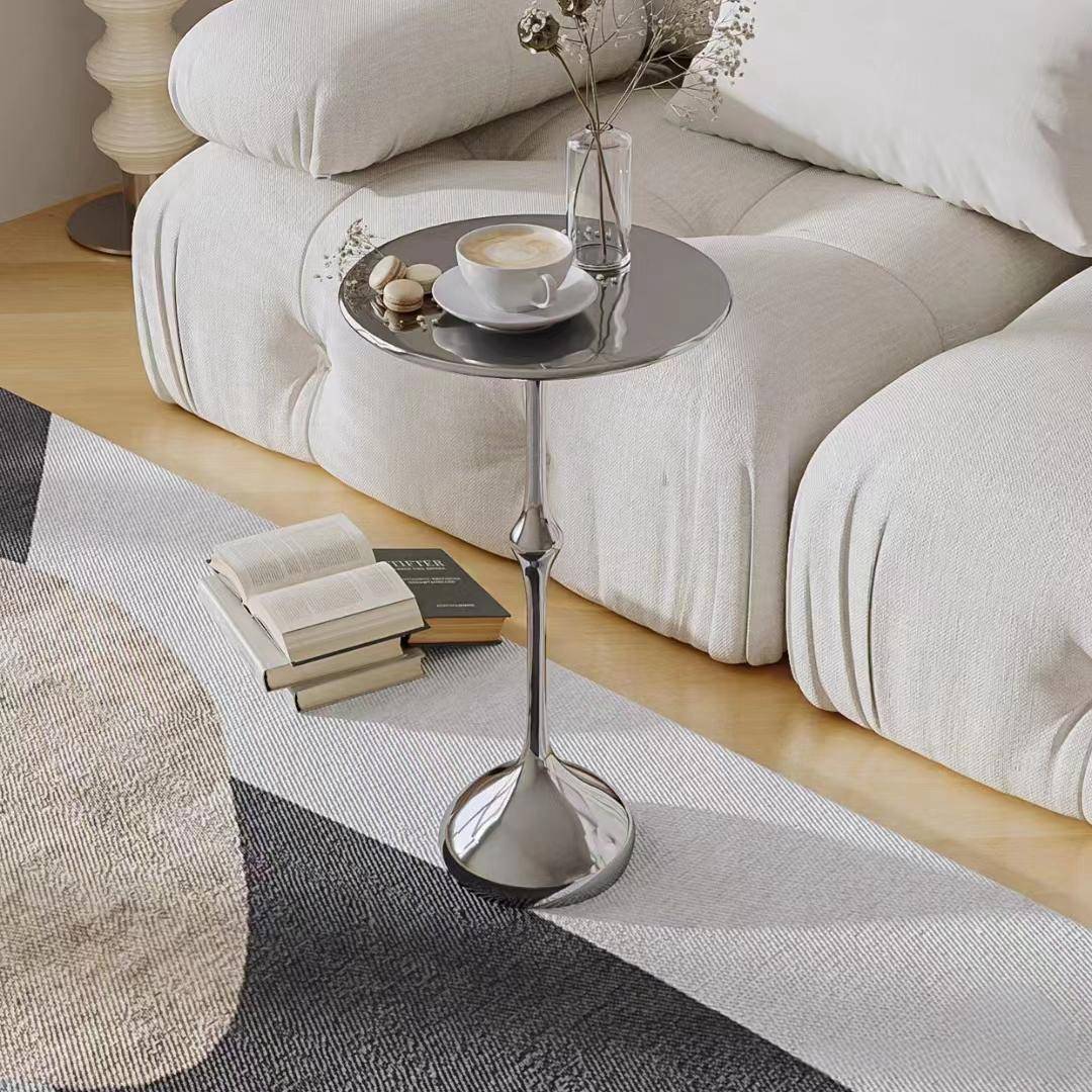 2户水镜滴边几小型角几不锈钢面圆SC-C-001形小茶几轻奢简约迷你I