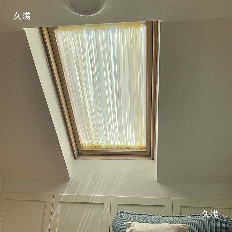 天窗阳光房屋顶遮阳顶帘阁楼斜顶棚隔热防晒纱幔玻璃房法式绷纱帘