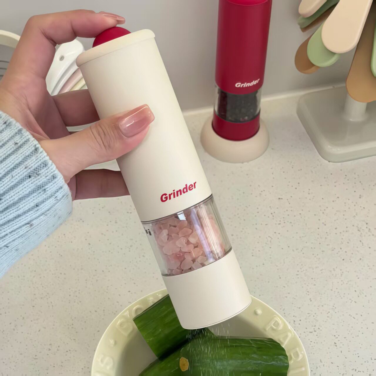 电动可调节粗细跨境海盐磨胡椒研磨器煎牛排调料黑胡椒研磨器