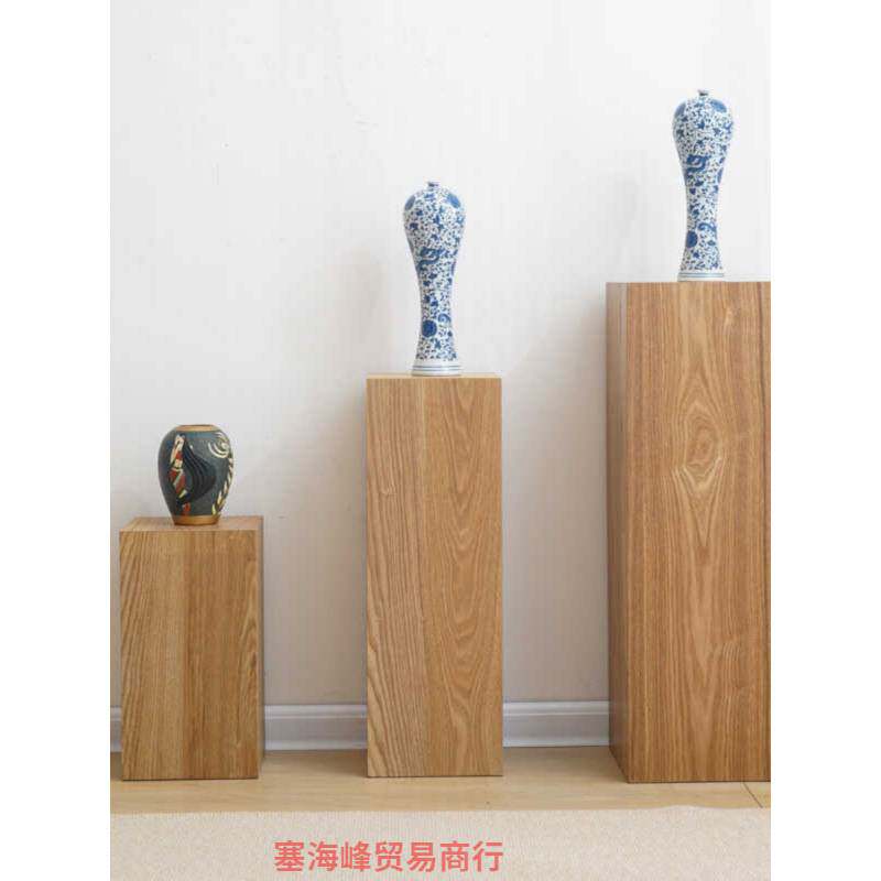 A8L中式复古风实木墩子摆件底座民宿酒店方形木桩展示台花架装饰